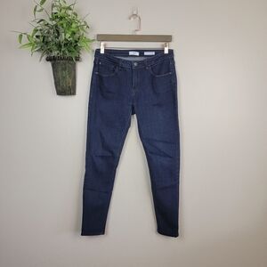 Kensie Effortless Ankle Skinny Mid Rise Jegging Crop Dark Rinse Wash Jeans 6 28